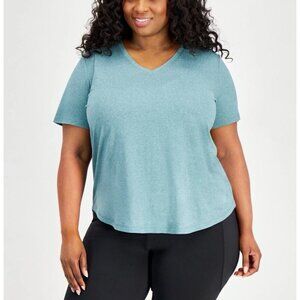 ID Ideology Plus Size Curved-Hem V-Neck Top Women's 3x Sequoia Short Sleeves New